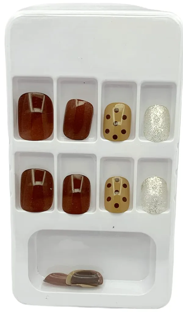 Pickled_Bean_Designer_Press_On_Artificial_Nails/Fake_Nails_Almond/Squoval_With_1_Glue_Kit