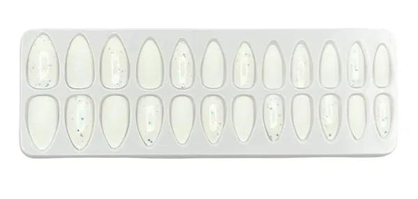 White_Glitter_&_Matte_Press_On_Artificial_Nails/Fake_Nails_With_1_Sheet_Nail_Glue_Tabs_&_1_Nail_Liquid_Glue_Bottle