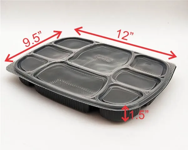 Black_8_Compartment_Meal_Tray_(100)_Packaging_Supplies