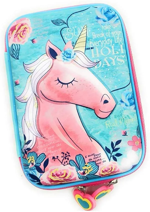 Pink_Stylish_3D_Unicorn_Pencil_Box,_Large_Capacity_Pencil_Case,_Hardtop_Jumbo_Princess_Pencil_Box_Travel_Pouch_Bag_For_School_Girls_Women,_Unicorn