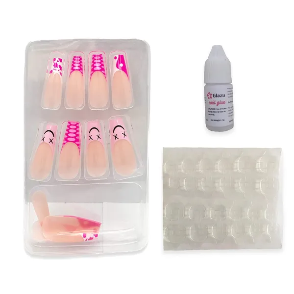 Beauty_Bush_Ballerina_Shaped_Press_On_Artificial/Fake_Nails,_1_Sheet_Nail_Glue_Tabs_&_1_Nail_Glue_Bottle