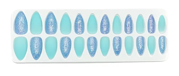 Bizzard_Blue_Glitter_&_Matte_Press_On_Artificial_Nails/Fake_Nails_With_1_Nail_Glue_Kit