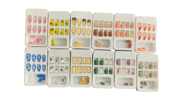 Designer_Artificial_Nails/Fake_Nails,Multi_Color_Color_(Pack_Of_12_)