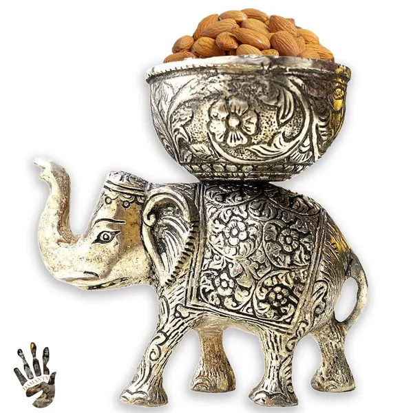 German_Silver_Elephant_with_Bowl_-_Handcrafted_Decorative_Piece_for_Home_Decor_and_Gifting_|_Silver_Elephant_Statue_with_Serving_Bowl_|_Elegant_Centerpiece_for_Table_and_Shelf_Decor_(Small)