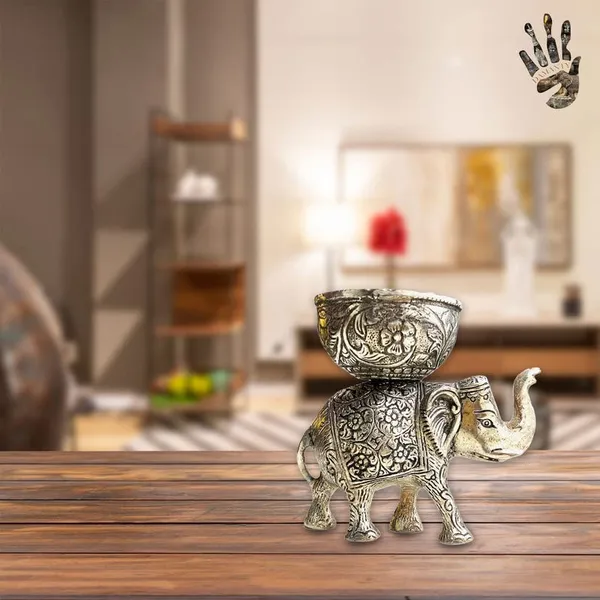 German_Silver_Elephant_with_Bowl_-_Handcrafted_Decorative_Piece_for_Home_Decor_and_Gifting_|_Silver_Elephant_Statue_with_Serving_Bowl_|_Elegant_Centerpiece_for_Table_and_Shelf_Decor_(Small)