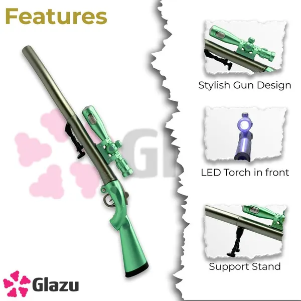 Gun_Shaped_Pen,_Kar98K_With_Led_Light_And_Stand_-_Pack_Of_5_Pens_For_Playing_And_Writing