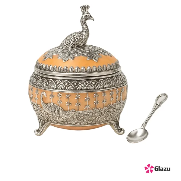 German_Silver_Peacock_Mukwas/Mouth_Freshener,_Peach_?_Elegant_Traditional_Mouth_Freshener_Box_for_After-Meal_Refreshment_?_Premium_Gift_for_Occasions_&_Festivals