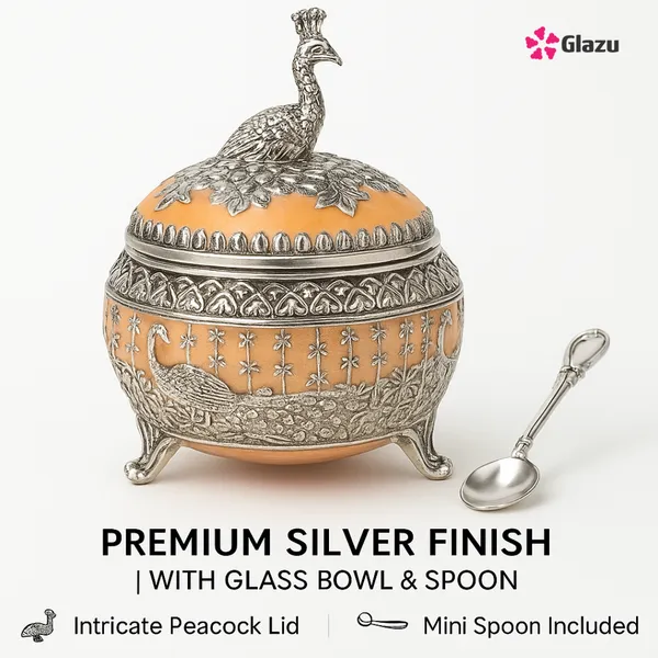 German_Silver_Peacock_Mukwas/Mouth_Freshener,_Peach_?_Elegant_Traditional_Mouth_Freshener_Box_for_After-Meal_Refreshment_?_Premium_Gift_for_Occasions_&_Festivals