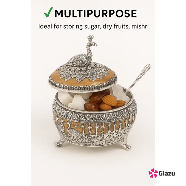German_Silver_Peacock_Mukwas/Mouth_Freshener,_Peach_?_Elegant_Traditional_Mouth_Freshener_Box_for_After-Meal_Refreshment_?_Premium_Gift_for_Occasions_&_Festivals