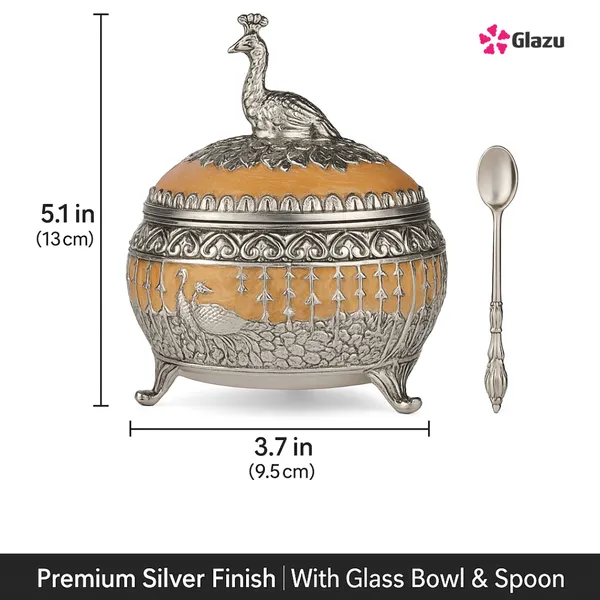 German_Silver_Peacock_Mukwas/Mouth_Freshener,_Peach_?_Elegant_Traditional_Mouth_Freshener_Box_for_After-Meal_Refreshment_?_Premium_Gift_for_Occasions_&_Festivals
