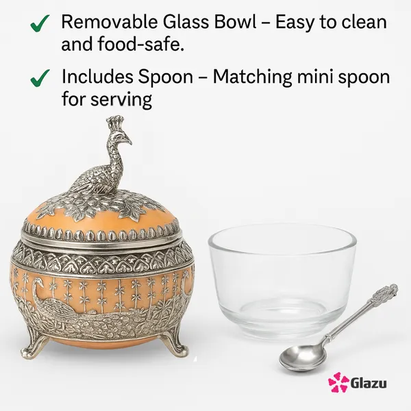 German_Silver_Peacock_Mukwas/Mouth_Freshener,_Peach_?_Elegant_Traditional_Mouth_Freshener_Box_for_After-Meal_Refreshment_?_Premium_Gift_for_Occasions_&_Festivals