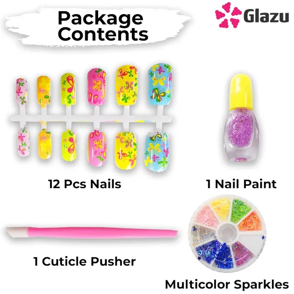 Nail_Art_Kit_For_Girls_With_12_Artificial_Nails_Of_Different_Sizes,_Sparkling_Nail_Art_Glitter/Different_Colors_Of_Heart_&_Star_Shape_Nail_Stickers_Birthday_Present/Return_Gift_Item