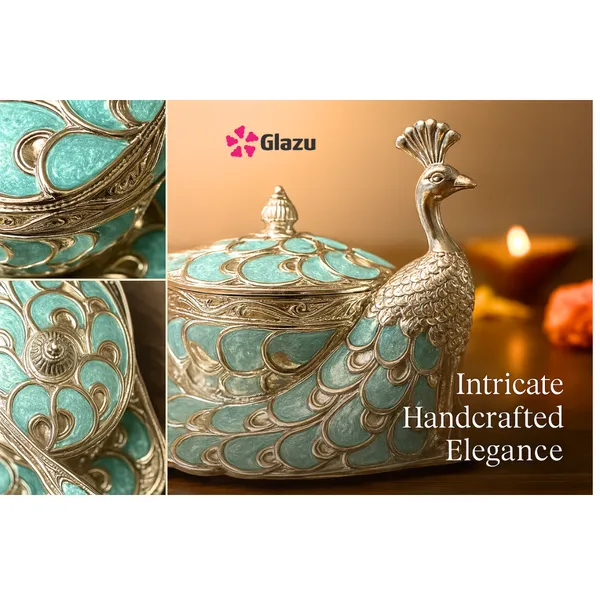 German_Silver_Peacock_Big_Mukwas/Mouth_Freshener,_Blue_?_Elegant_Traditional_Mouth_Freshener_Box_for_After-Meal_Refreshment_?_Premium_Quality_Gift_for_Festivals_&_Occasions