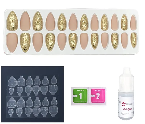 Cameo_Glitter_&_Matte_Press_On_Artificial_Nails/Fake_Nails_With_1_Nail_Glue_Kit