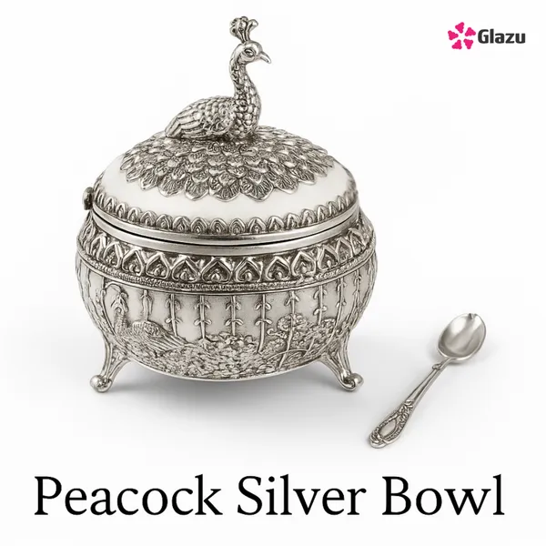 German_Silver_Peacock_Mukwas/Mouth_Freshener,_White_Elegant_Traditional_Mouth_Freshener_Box_for_After-Meal_Refreshment_?_Premium_Gift_for_Occasions_&_Festivals