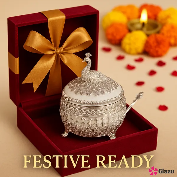 German_Silver_Peacock_Mukwas/Mouth_Freshener,_White_Elegant_Traditional_Mouth_Freshener_Box_for_After-Meal_Refreshment_?_Premium_Gift_for_Occasions_&_Festivals