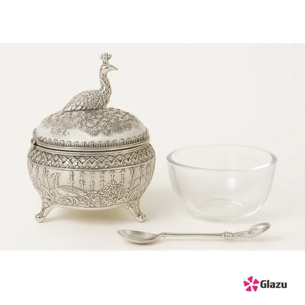 German_Silver_Peacock_Mukwas/Mouth_Freshener,_White_Elegant_Traditional_Mouth_Freshener_Box_for_After-Meal_Refreshment_?_Premium_Gift_for_Occasions_&_Festivals