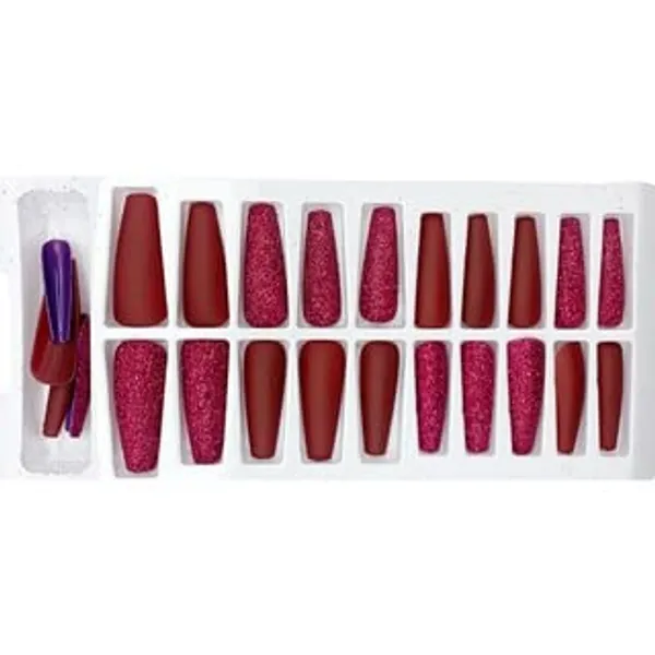 Dark_Tan_Disco_Designer/Coffin_Shaped_Glitter_&_Matte_Press_On_Fake_Nails_|_Artificial_Nails_|_Almond_Shape_With_Nail_Glue_Kit
