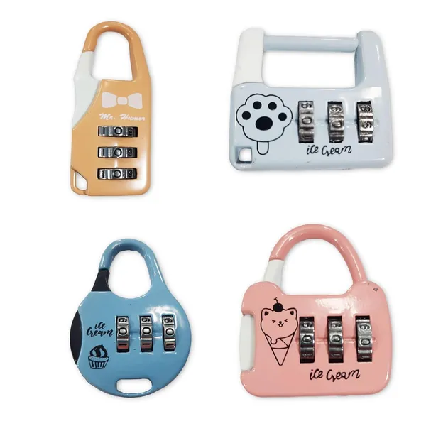 3_Dial_Number_Lock,_Cute_Small_Padlock_For_Luggage/Bags_Metal_Lock_With_Click_Button-Small,_Sturdy,_And_Reliable_(Pack_Of_4)