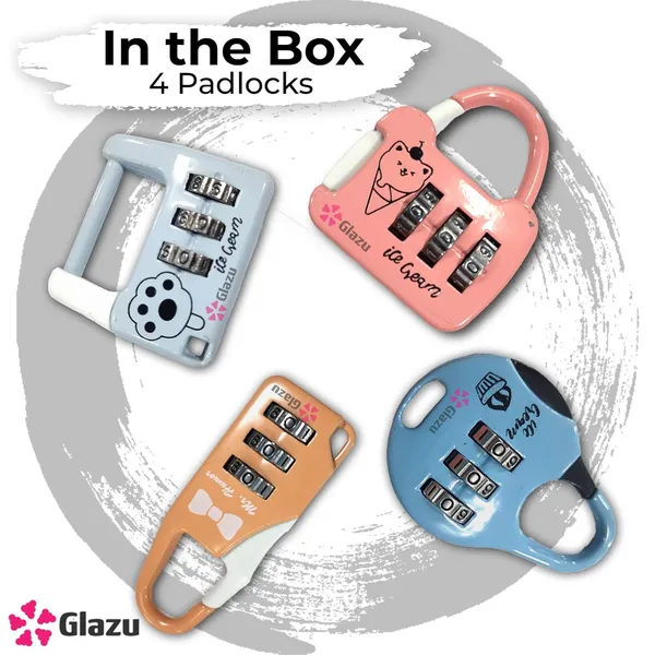3_Dial_Number_Lock,_Cute_Small_Padlock_For_Luggage/Bags_Metal_Lock_With_Click_Button-Small,_Sturdy,_And_Reliable_(Pack_Of_4)