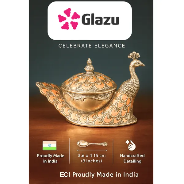 German_Silver_Peacock_Big_Mukwas/Mouth_Freshener,_Peach_?_Elegant_Traditional_Mouth_Freshener_Box_for_After-Meal_Refreshment_?_Premium_Quality_Gift_for_Festivals_&_Occasions