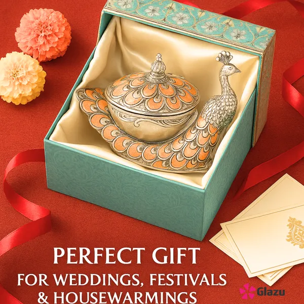 German_Silver_Peacock_Big_Mukwas/Mouth_Freshener,_Peach_?_Elegant_Traditional_Mouth_Freshener_Box_for_After-Meal_Refreshment_?_Premium_Quality_Gift_for_Festivals_&_Occasions