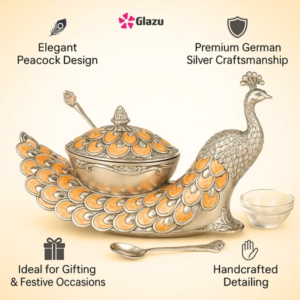 German_Silver_Peacock_Big_Mukwas/Mouth_Freshener,_Peach_?_Elegant_Traditional_Mouth_Freshener_Box_for_After-Meal_Refreshment_?_Premium_Quality_Gift_for_Festivals_&_Occasions