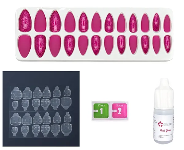 Hibiscus_Glitter_&_Matte_Press_On_Artificial_Nails/Fake_Nails_With_1_Nail_Glue_Kit