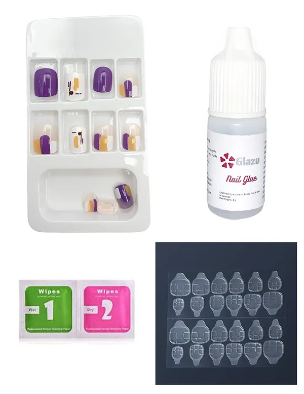 Eminence_White_Designer_Press_On_Artificial_Nails/Fake_Nails_Almond/Squoval_With_1_Glue_Kit
