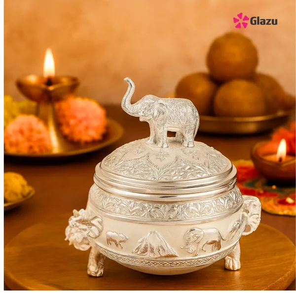 German_Silver_Elephant_Mukhwas/Mouth_Freshener,_White_Elegant_Traditional_Mouth_Freshener_Box_for_After-Meal_Refreshment_?_Premium_Gift_for_Occasions_&_Festivals