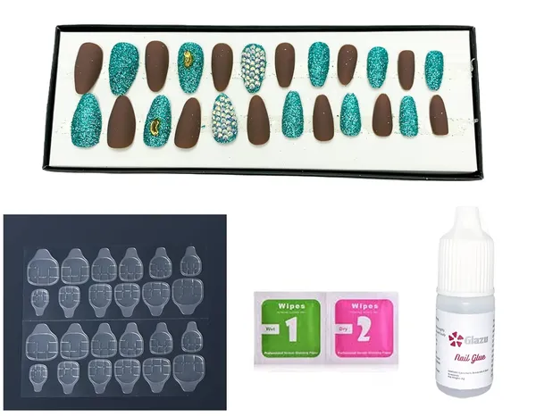 Tumbleweed_Matte_&_Glitter_Artificial/False_Nails_Set,_Nail_Glue_Included