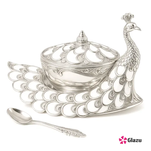 German_Silver_Peacock_Big_Mukwas/Mouth_Freshener,_White_?_Elegant_Traditional_Mouth_Freshener_Box_for_After-Meal_Refreshment_?_Premium_Quality_Gift_for_Festivals_&_Occasions