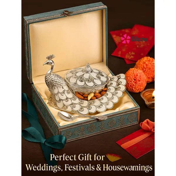 German_Silver_Peacock_Big_Mukwas/Mouth_Freshener,_White_?_Elegant_Traditional_Mouth_Freshener_Box_for_After-Meal_Refreshment_?_Premium_Quality_Gift_for_Festivals_&_Occasions
