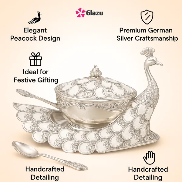 German_Silver_Peacock_Big_Mukwas/Mouth_Freshener,_White_?_Elegant_Traditional_Mouth_Freshener_Box_for_After-Meal_Refreshment_?_Premium_Quality_Gift_for_Festivals_&_Occasions