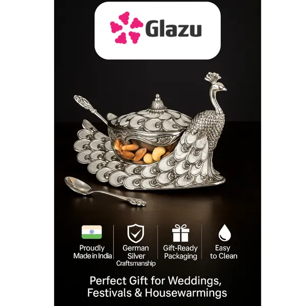 German_Silver_Peacock_Big_Mukwas/Mouth_Freshener,_White_?_Elegant_Traditional_Mouth_Freshener_Box_for_After-Meal_Refreshment_?_Premium_Quality_Gift_for_Festivals_&_Occasions