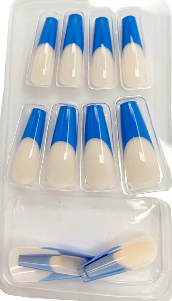 Lochmara_White_Ballerina_Shaped_Press_On_Artificial/Fake_Nails,_1_Sheet_Nail_Glue_Tabs_&_1_Nail_Glue_Bottle