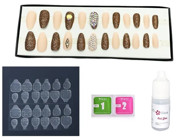 Cape_Palliser_Matte_&_Glitter_Artificial/False_Nails_Set,_Nail_Glue_Included