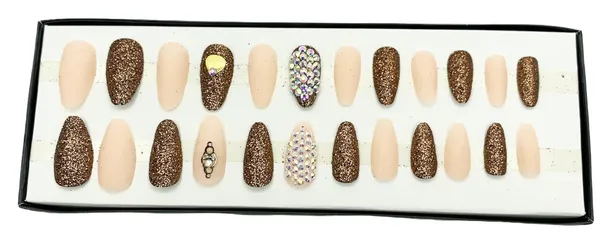 Cape_Palliser_Matte_&_Glitter_Artificial/False_Nails_Set,_Nail_Glue_Included