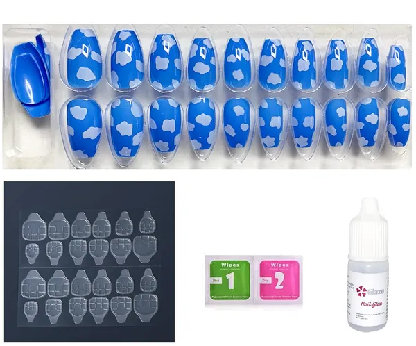 Science_Blue_Designer_Almond_Shaped_Press_On_Fake_Nails_|_Artificial_Nails_With_1_Nail_Glue_Kit