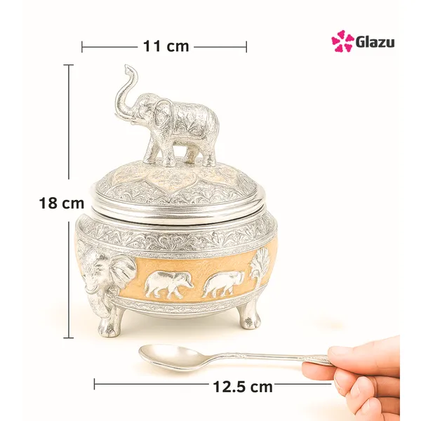 German_Silver_Elephant_Mukhwas/Mouth_Freshener,_Peach_Elegant_Traditional_Mouth_Freshener_Box_for_After-Meal_Refreshment_?_Premium_Gift_for_Occasions_&_Festivals