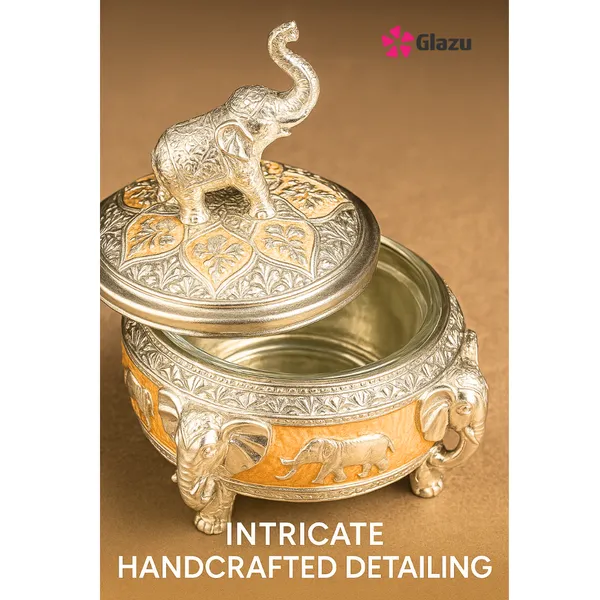 German_Silver_Elephant_Mukhwas/Mouth_Freshener,_Peach_Elegant_Traditional_Mouth_Freshener_Box_for_After-Meal_Refreshment_?_Premium_Gift_for_Occasions_&_Festivals