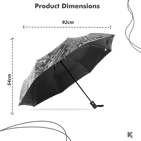 GLAZU_Automatic_Open_&_Close_Newspaper_Design_Umbrella__Stylish_Windproof_Travel_Umbrella_with_8_Ribs_|_Durable_Compact_Umbrella_for_Men_&_Women_|_Unique_Rain_Gear_for_Monsoon