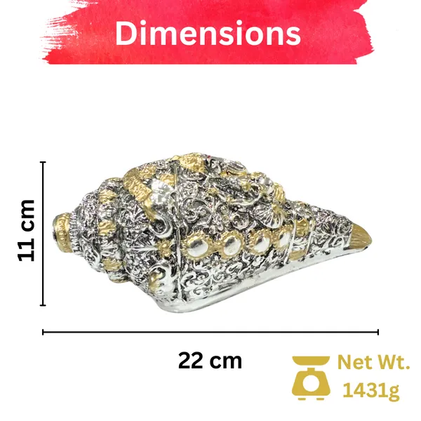 German_Silver_Big_Ganesh_Shankh_Decorative_Showpiece_|_Pooja_Room_Ornament_|_Auspicious_Gift_for_Housewarming_|_Vastu_Item_for_Peace_&_Prosperity_|_Hindu_Religious_Artifact_for_Home_Temple