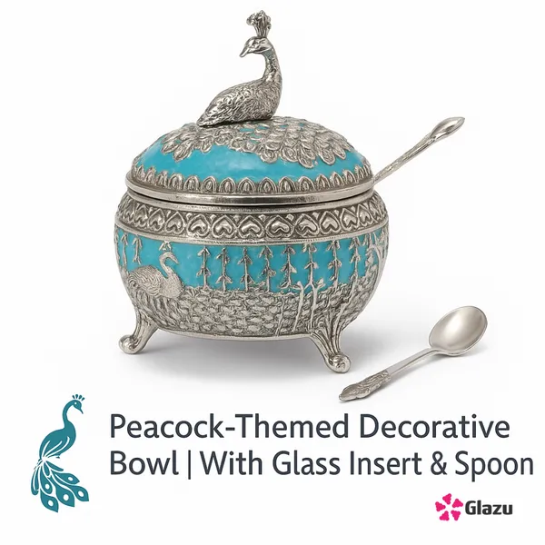 German_Silver_Peacock_Mukwas/Mouth_Freshener,_Blue_?_Elegant_Traditional_Mouth_Freshener_Box_for_After-Meal_Refreshment_?_Premium_Gift_for_Occasions_&_Festivals