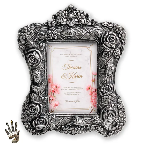 German_Silver_Rose_Photo_Frame_-_Elegant_Home_Decor_with_Unique_Design_|_Holds_5x7_Inches_Photos