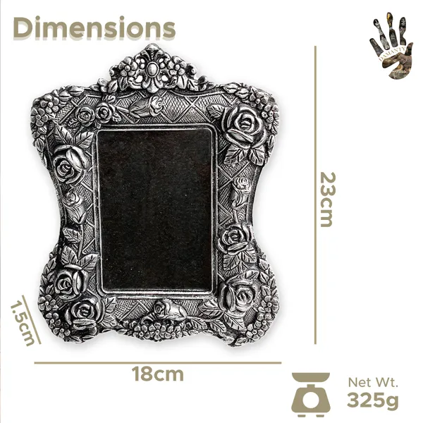 German_Silver_Rose_Photo_Frame_-_Elegant_Home_Decor_with_Unique_Design_|_Holds_5x7_Inches_Photos