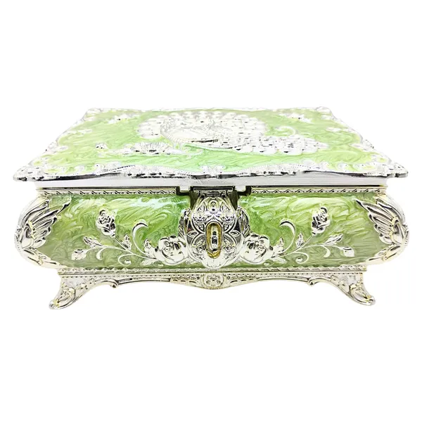 German_Silver_Peacock_Jewellery_Box_with_Green_Velvet_Lining_|_Antique_Decorative_Storage_Organizer_|_Traditional_Gift_Item_for_Women_|_Ethnic_Jewellery_Case_|_Wedding_Return_Gift_Box