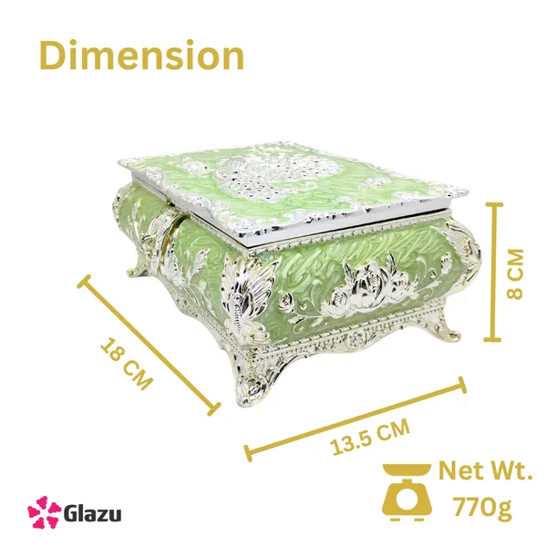 German_Silver_Peacock_Jewellery_Box_with_Green_Velvet_Lining_|_Antique_Decorative_Storage_Organizer_|_Traditional_Gift_Item_for_Women_|_Ethnic_Jewellery_Case_|_Wedding_Return_Gift_Box