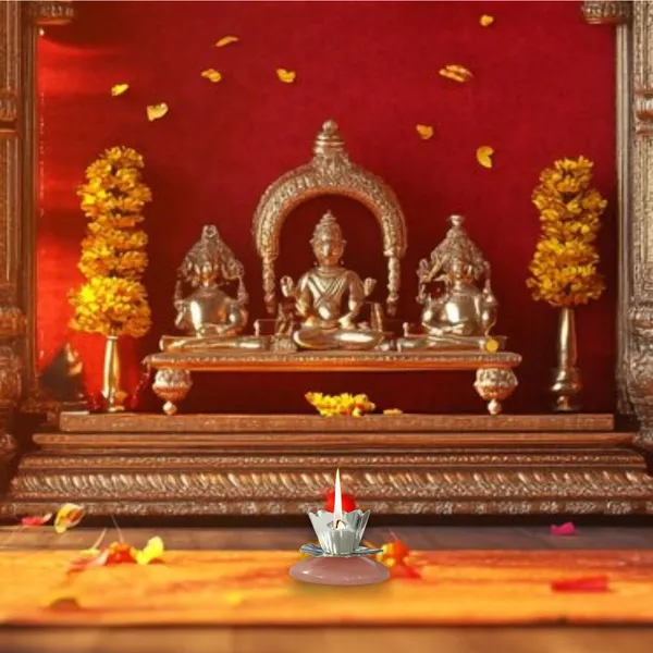 German_Silver_Lotus_Deepak_with_Resin_Base,_Deepak_for_Pooja,_Gift_Item,_Temple_Decor,_Home_Mandir
