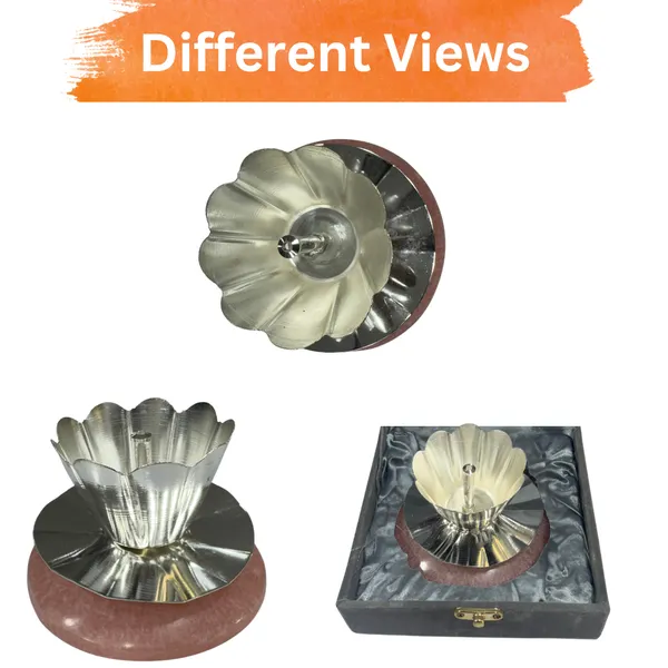 German_Silver_Lotus_Deepak_with_Resin_Base,_Deepak_for_Pooja,_Gift_Item,_Temple_Decor,_Home_Mandir